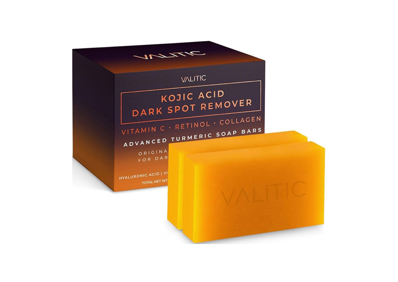 VALITIC Kojic Acid Dark Spot Remover Soap Bars with Vitamin C, Retinol, Collagen lot de (2)