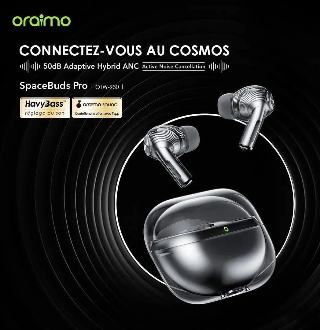 Oraimo SpaceBuds Pro ANC hybride adaptatif Véritables écouteurs sans fil