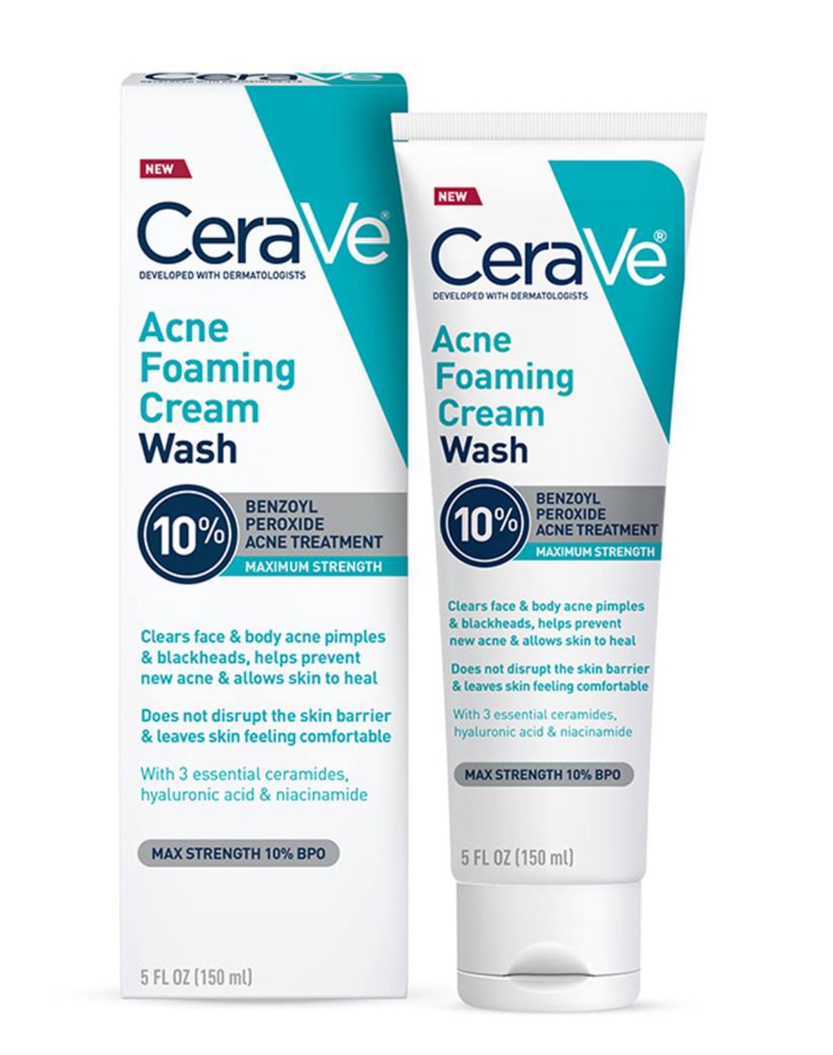 CeraVe Acne Foaming Cream Wash 10% Benzoyl Peroxide - 150ml